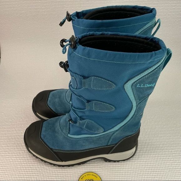 L.L. Bean snow boots for kids size 5, It fits women 6.5, blue suede. - Picture 2 of 13
